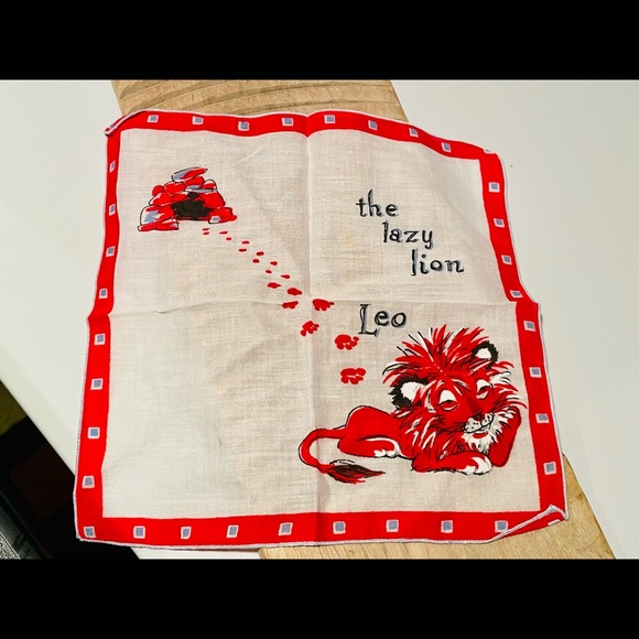 Vintage Leo the Lazy Lion Handkerchief❤️🦁